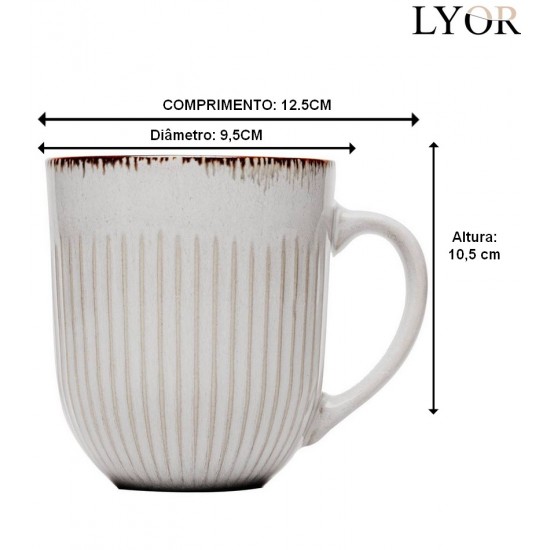 Caneca 380ml De Cerâmica Linear Cinza